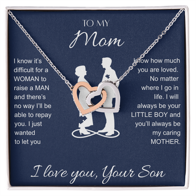 Interlocking Hearts Necklace  - To My Mom I Love You