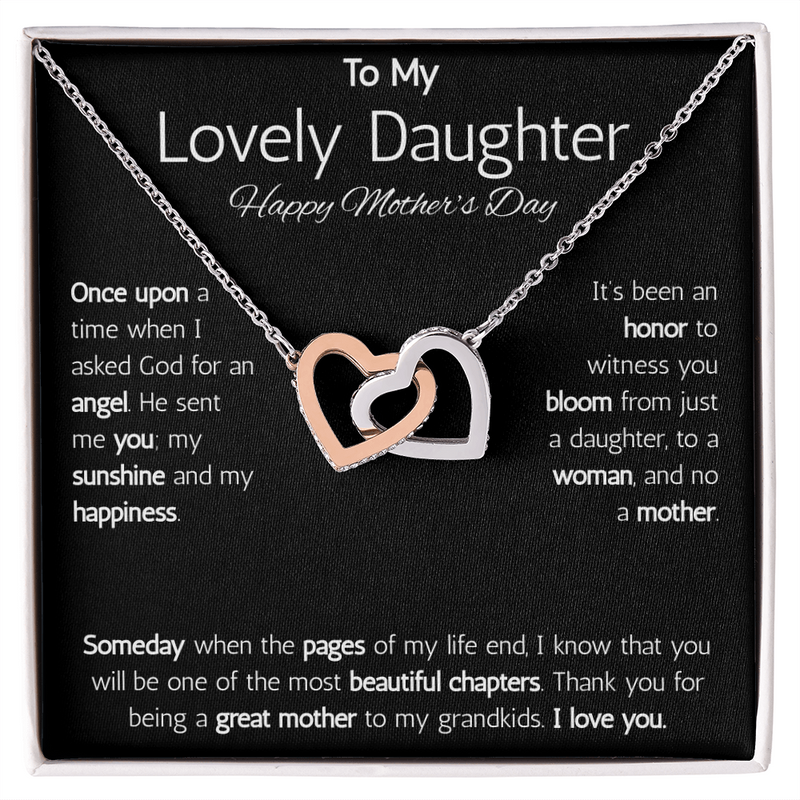 Interlocking Hearts Necklace - To My Lovely Daughter Happy Mother's Day