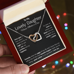 Interlocking Hearts Necklace - To My Lovely Daughter Happy Mother's Day